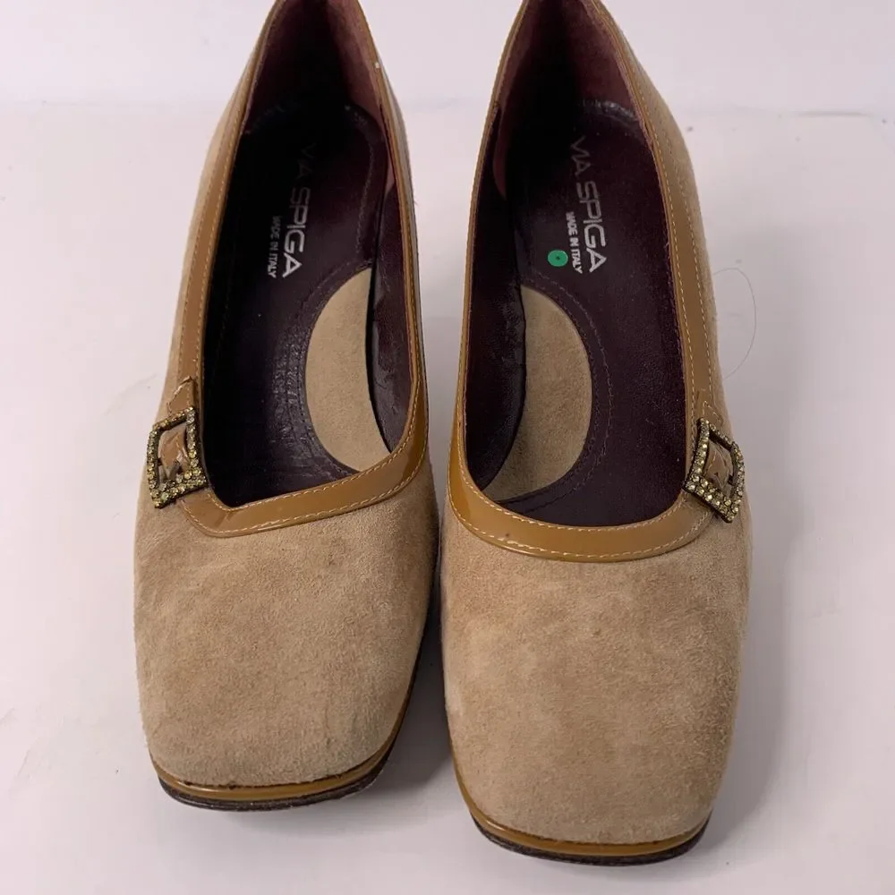 Via Spiga 5 1/2 M Shoes  Women's Tan Suede pumps made in‎ Italy